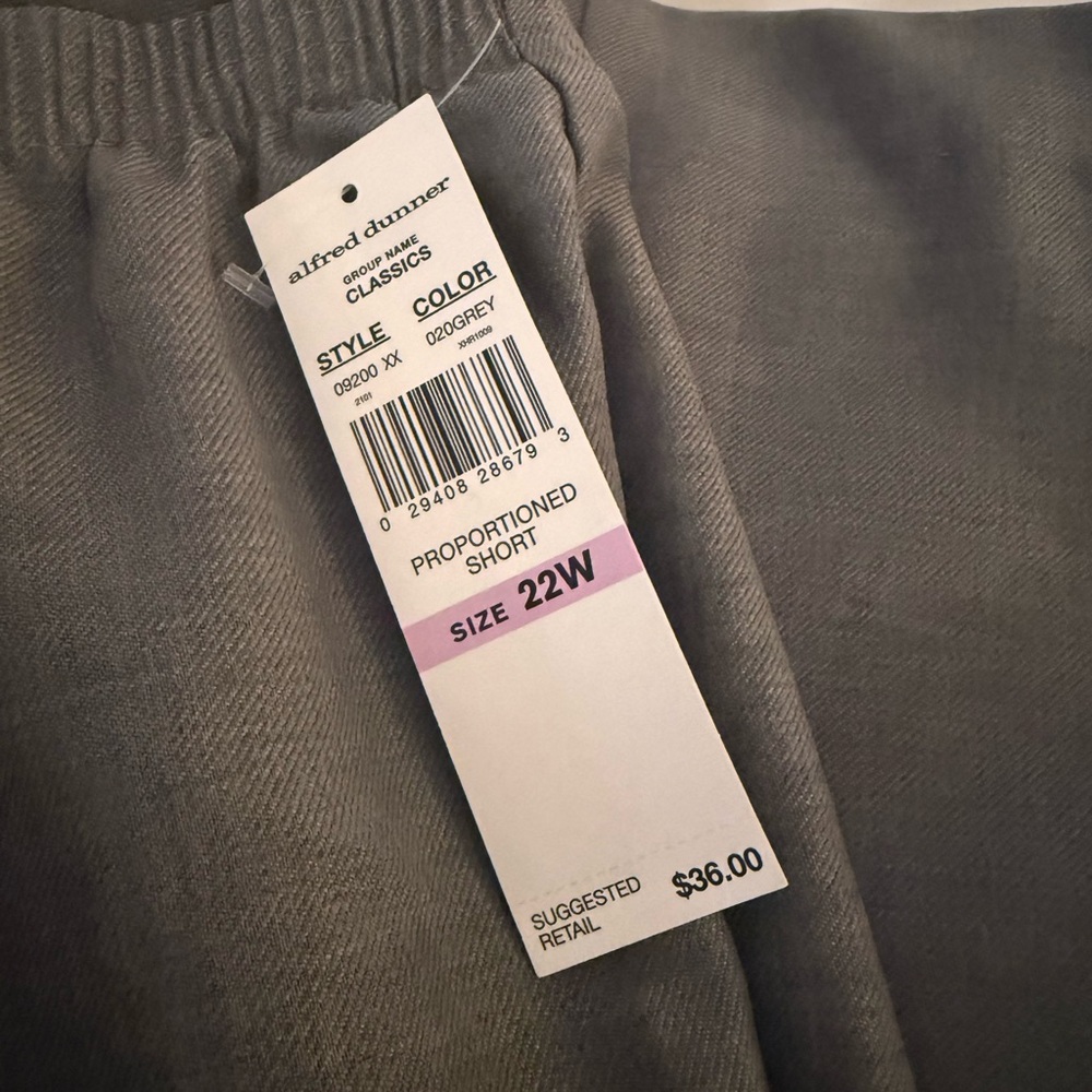 Alfred Dunner Charcoal Trousers 22w Short NWT